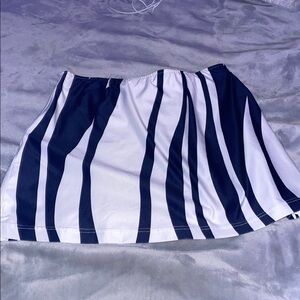 Nike White and Navy Vertical Stripe Mini Skirt
